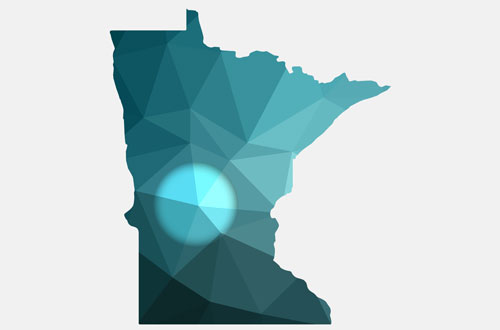 Shape of Minnesota with Central Minnesota highlighted | Real Estate Service Area
